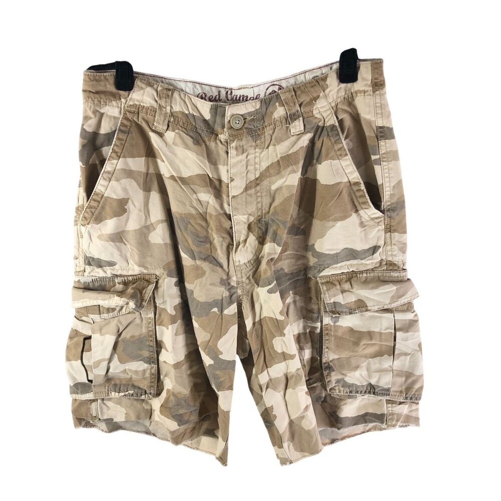 Red Camel Mens Cargo Shorts Camouflage Cotton Brown 32